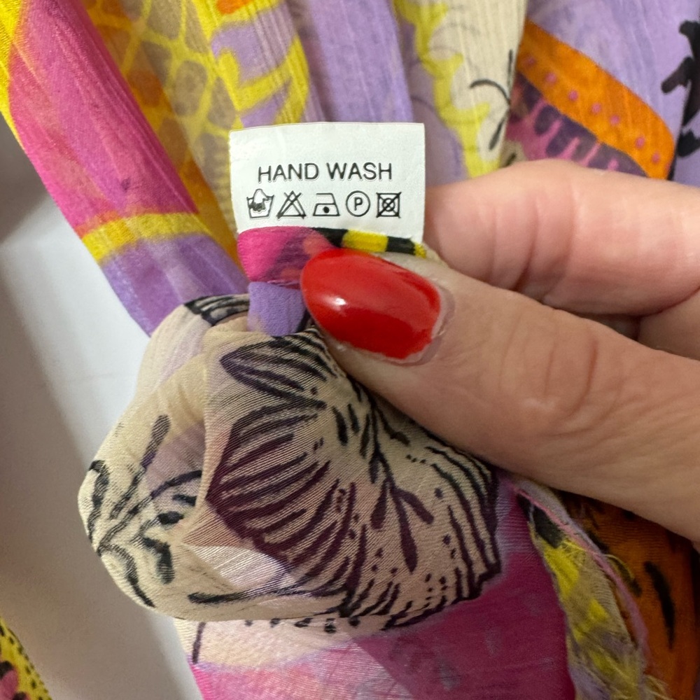 India boutique cover-up, S, orange, purple and yellow, very sheer, NWOT - Picture 11 of 11